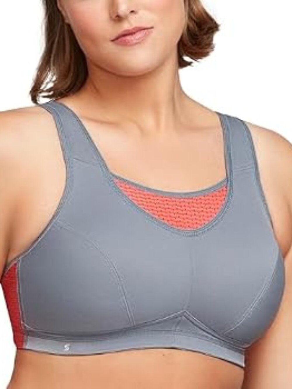 Glamorise 1067 No-Bounce Camisole Elite Sports Bra 48F Gray Coral NWOT